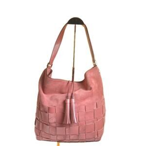 NWT Michael Kors Vivian Cinnamon Pink Suede Leather Tassel Hobo Shoulder Bag